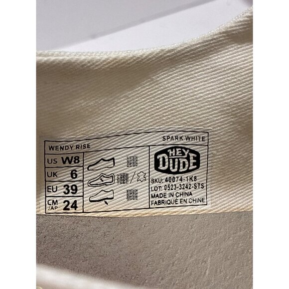Hey Dude Slip on Shoes Womens  casual Wendy Rise in Spark White size 8.5 - Picture 6 of 6